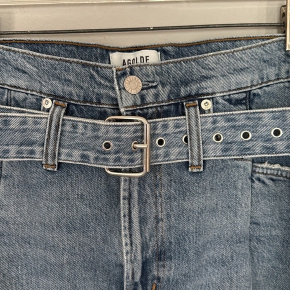 AGOLDE paper bag belted denim jean skirt. Size 26 - Picture 3 of 10